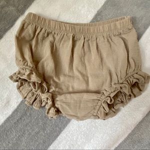 Beige baby girl bloomers/diaper cover with ruffles